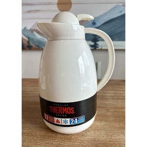 Genuine Thermos Brand Vacuum Insulated Glass Double Wall Flask 1.0L White